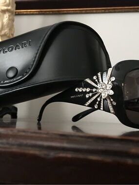 Bulgari Black Sunglasses with Crystal Starburst Accent